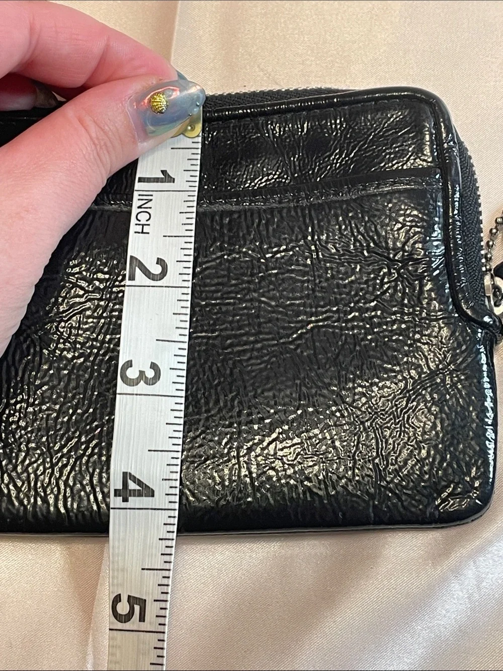 Coach POPPY Black Patent Leather Wristlet - GUC